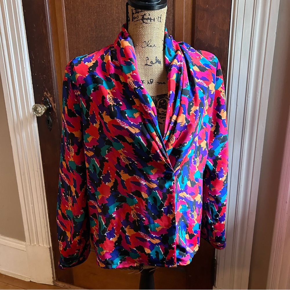 Impressions Colorful Abstract Blazer